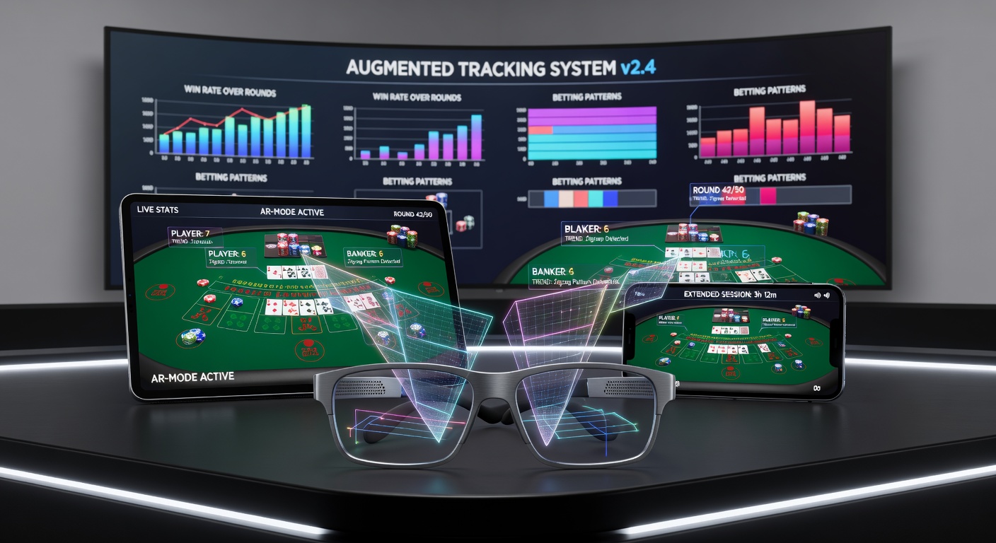Augmented overlays in action during a baccarat session on a connected tablet device