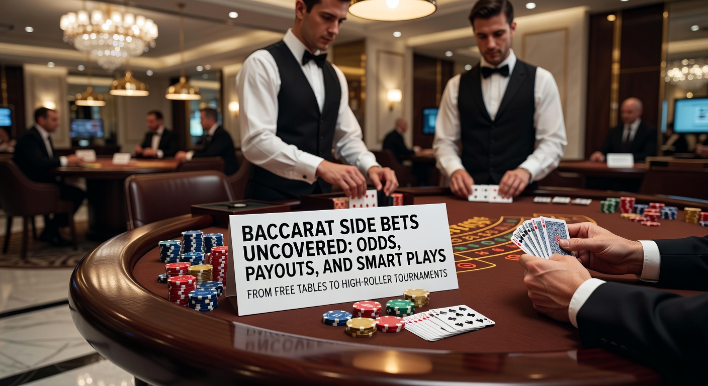 Baccarat-Tisch mit beleuchteten Side-Bet-Optionen in einem Live-Casino