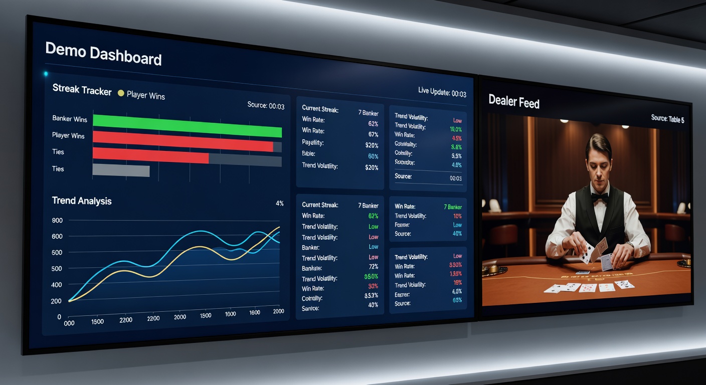 Live-Dealer-Feed mit interaktiver Scorecard, die einen laufenden Player-Streak in blauen Kreisen und Linien darstellt, umgeben von Chat und Wettoptionen